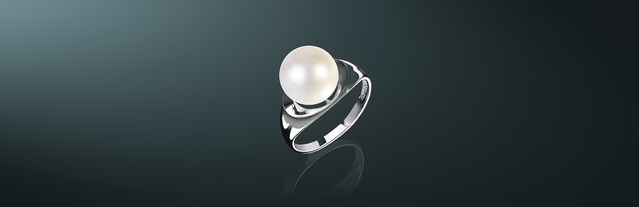 Кольцо с белым пресноводным жемчугом класса ААА (высший): золото 585˚, государственное пробирное клеймо. к-140864 #2