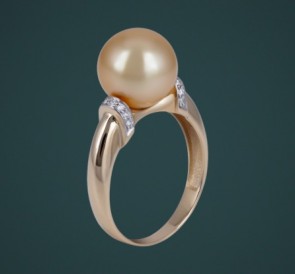 Кольцо с жемчугом бриллианты к-110659жз: золотистый морской жемчуг, золото 585°
