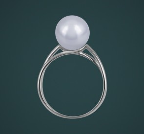 Кольцо с жемчугом к-140665бб: белый пресноводный жемчуг, золото 585°